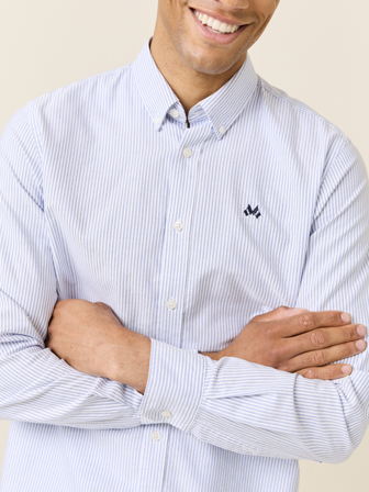 Jean Paul - Oxford stripet skjorte - Herre - Blå - Skjorter - XXL