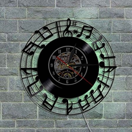 Musik Vinyl Plade Væg Ur -Note Disc CD LED Lys Væg Ur - Vinyl Ur - Stue Væg Dekoration - Unikke Gaver til Musikelskere