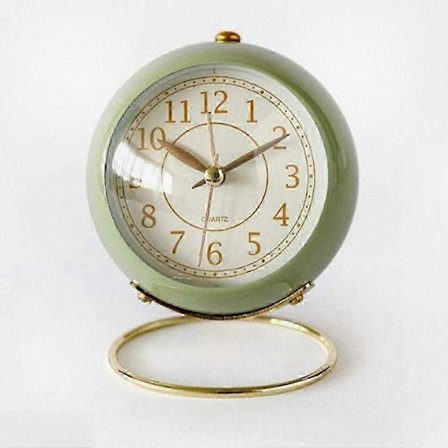 Kompakt Stille Vekkerklokke, Tradisjonell Analog Quartz Bordklokke med Høy Alarm og Bakgrunnsbelysning