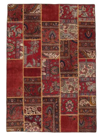 Tapete Persa Patchwork 147X208 Vermelho Escuro/Castanho (Lã, Pérsia/Irão)