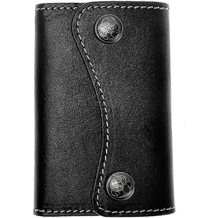 Ekte Skinn Nøkkelring Nøkkelpung 6 Krok Knapplukking Nøkkelholder Etui med Kortholder