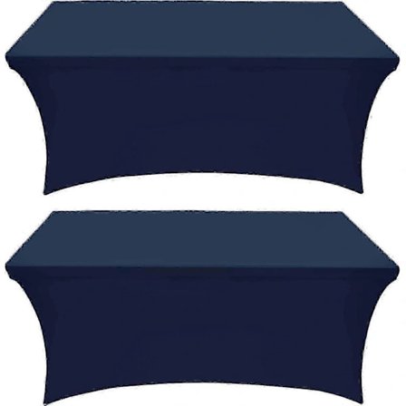 Köks Spandex Dug 2-pak [1,8 m, Marineblå] Tætsiddende, Vaskbar og Krølfri Stretch Rektangulær Terrasse Borddug