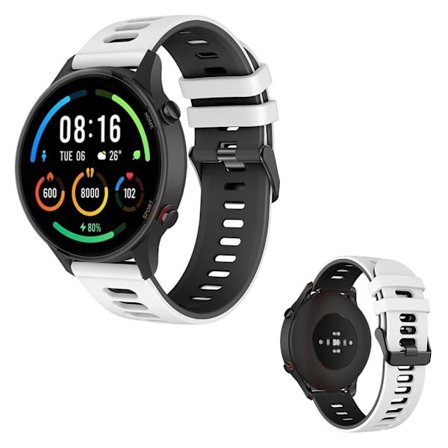 22 mm universellt dubbelfärgat klockarmband - Vit / Svart