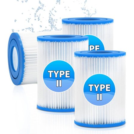 4-Filters Poolfilterpatron for Best-Way Type II, Type 2 Poolfilter for Svømmebasseng, Lazy Spa Filtererstatning for Best-Way Poolpumpe