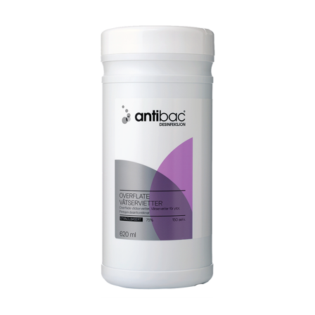 Antibac Våtservietter Overflatedesinfeksjon, 150 stk.