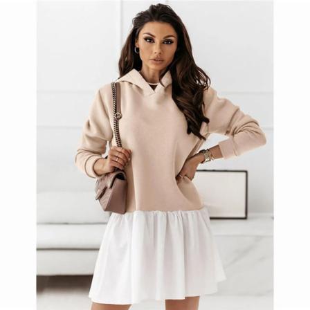 Vinter Kvinnor Elegans Fake Two Hedging Dress Casual Långärmad
