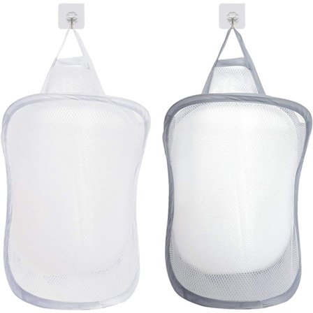 Harmaa, valkoinen - Pyökkikori, kokoontaitettava pyykkikori, Col