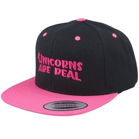 Unicorns - Schwarz snapback Cap - Unicorns Are Real Black/Neon Pink Snapback @ Hatstore