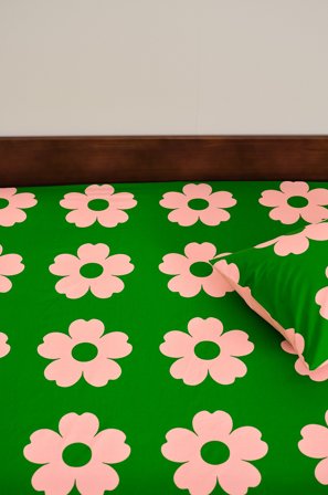 Jotex - Stretchlaken Grønn/rosa - WERNER - Kjøp Dra-på-laken hos Jotex