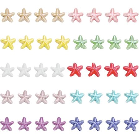 40 stk. 10 farger Håndlagde Sjøstjerne Porselensperler Regnbueglasert Sjøstjerneperler Havtema Blandet Farge Keramiske Løse Perler for Armbånd 