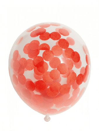 Ballonger med stora röda konfetti, 6-pack