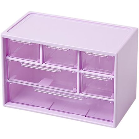 Lille Kommode til Skrivebord, Opbevaringskasser i Plast, Mini Opbevaringskasse, Transparent Opbevaringstårn med 6 Skuffer til Opbevaring af Småting 