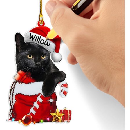 Svarta Katt Julpynt - Svarta Katt Juldekoration Trädhängande Topp
