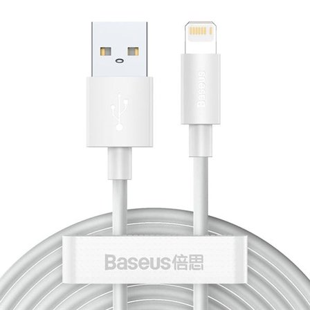 Baseus Simple Wisdom Data Cable Kit USB to Lightning 2.4A (2PCS/Set)1.5m Hvid