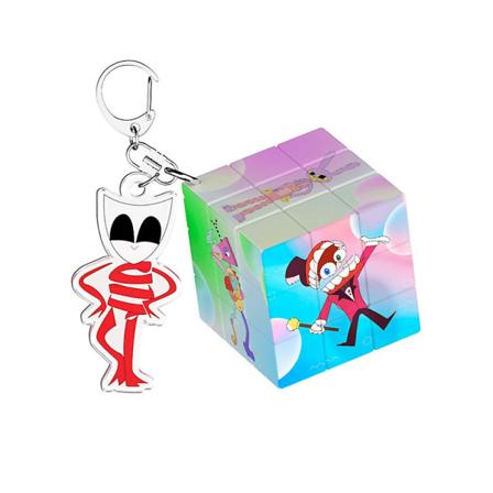 3,5 cm The Amazing Digital Circus Tredjeordens magiske firkant nøkkelring tegneserie søte nøkkelringer, anheng veskedekorasjon gave Gangle