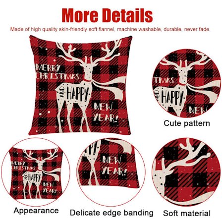 4 stk. julepudebetræk, superblød linnedpude