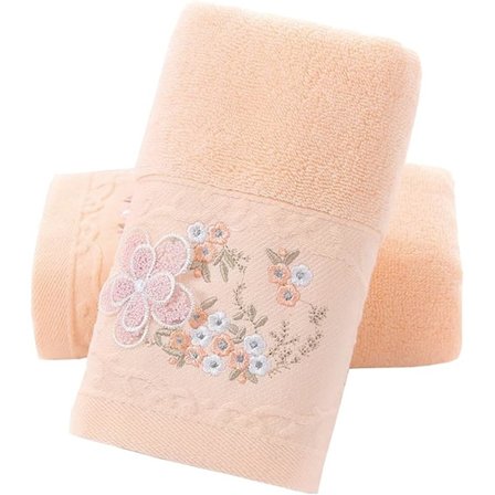 Håndkle sett med 2 brodert blomstermønster bomull absorberende myk håndkle