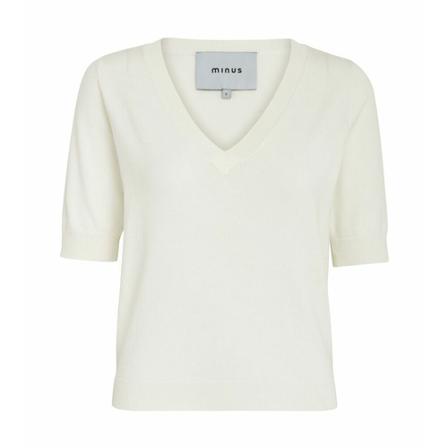 Minus, Minus Milla V-Neck Knit Tee Broken White Wit, Dames, Maat:S