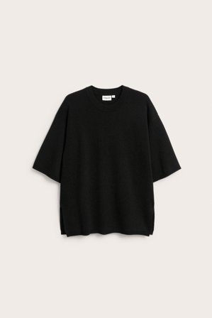 Kappahl | Hienoneuloksinen pusero, jossa on lyhyet hihat Musta L | Musta