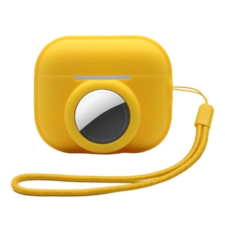 AirPods Pro 2 / AirTags silikonfodral med rem - Gul