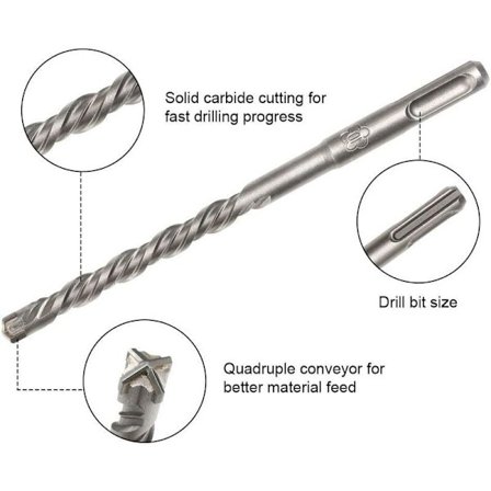 PCS (5mm~16mm) SDS-Plus Elektrisk Slagbor Bits Kryssbor Bits for Betong, Mur, Stein, Natur.