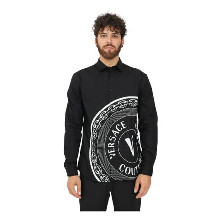 Versace Jeans Couture, Long Sleeve Shirt Zwart, Heren, Maat:M,Katoen