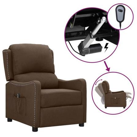Vidaxl Elektrisk Reclinerfåtölj Brun Tyg Brun