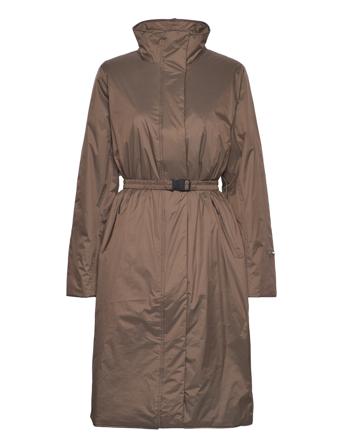 Long Padded Nylon W Coat Foret Jakke Brun Rains