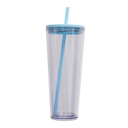 750ml dubbellagers plastmugg, genomskinlig dryckesmugg med lock