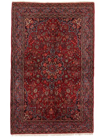 Tapis Bidjar Avec De La Soie 143X225 Noir/Rouge Foncé (Laine, Perse/Iran)