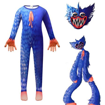 Poppy Playtime Huggy Wuggy Cosplay kostym Barn Jumpsuit+mask Fest Födelsedagskläder Presenter Blue 120 Pink 150