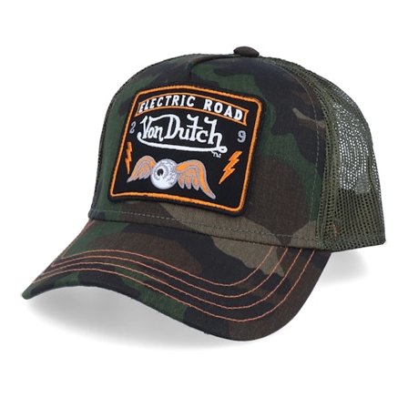 Von Dutch - Camo trucker Cap - Electric Road Flying Eye Patch Camo Trucker @ Hatstore