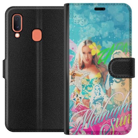 Yhteensopiva Lompakkokotelo Samsung Galaxy A20e Seikkailumaailma Steve, Creeper ja eläimillä värikkäässä palikkagrafiikassa