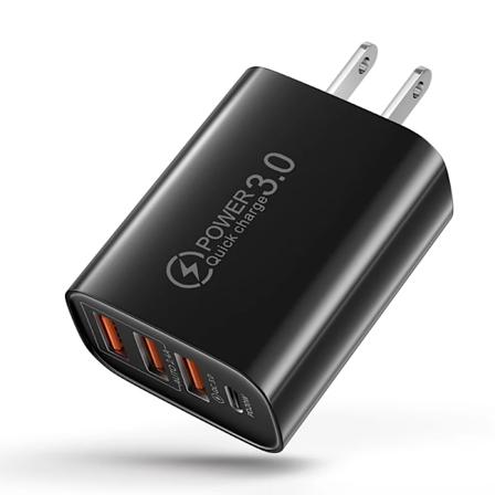 60W USB-oplader Hurtigopladning 3.0 4 porte PD Type C Væg hurtig telefonadapter til 15 14 Pro Max Samsung Xiaominame Poco. Kgm Black US