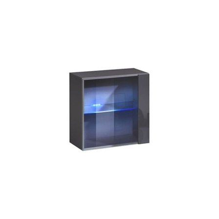 Kvadratisk vitrinskåp - Switch WW 3 - L 60 cm x P 30 cm x H 60 cm - Grafit