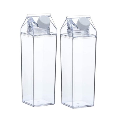 2 kpl maitopurkin vesipullo muovinen kirkas tiivis kuppi kirkkaat maitopullot matkustamiseen, toimistoon, kouluun