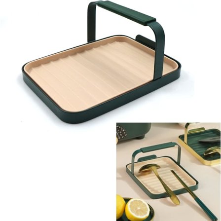 Lågholder - Redskabshylde - Til at undgå dryp - Køkkenredskabsholder (Grøn