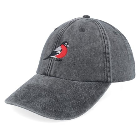 Iconic - Bullfinch Bird Vintage Washed Black Dad Cap Unconstructed Black Cap - @ Hatstore