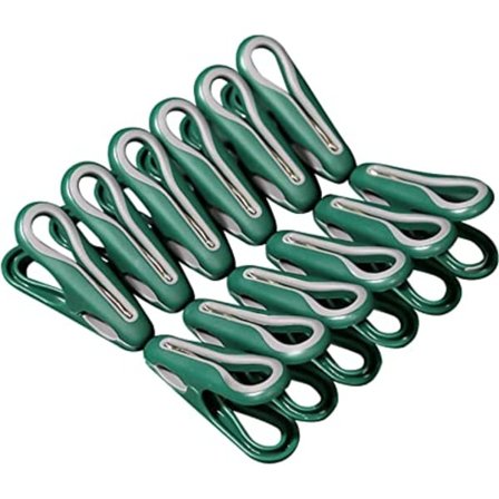 Pakke med 12 (grønne) små klesklyper - sklisikre vindtette klær