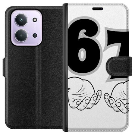 Kompatibel Tegnebogsetui til Xiaomi Redmi 15C 67 meme hænder grafisk sort-hvid seks syv hænder illustration trendy moderne æstetik