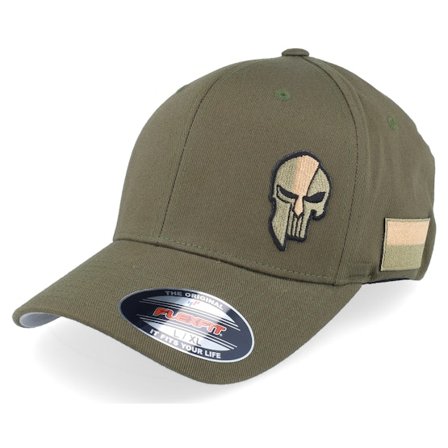 Army Head - Grønn flexfit Caps - Poland Army Skull Olive Wooly Combed Flexfit @ Hatstore