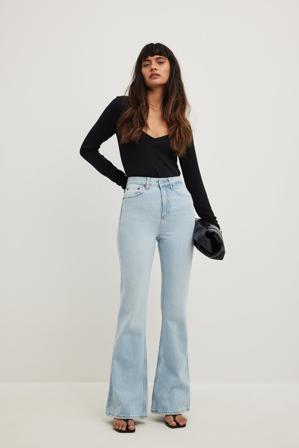 NA-KD Jean taille haute avec coupe évasée - Jean taille haute - Bleu - EU 34