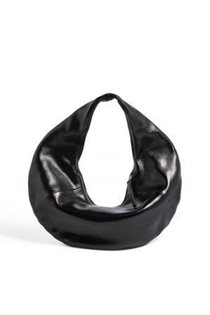 NA-KD Rounded Glossy Leather Bag - Tasker - Sort - One Size