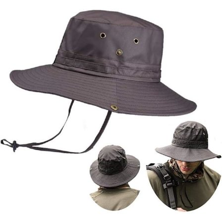 Super brede solhatter for menn, utendørs fiskebøtte Boonie-hatt vanntett pustende mesh-hette for fotturer Reisecamping Hagearbeid og båtliv