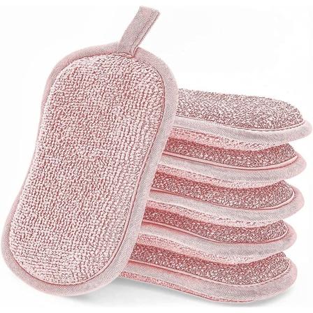 Kjøkken Skrubbesvamp Gjenbrukbar For Non-stick Panner Og Boller (rosa) (6stk)