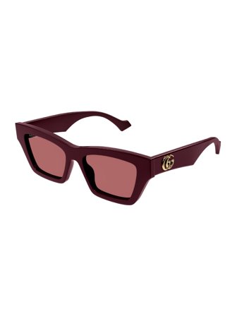 Gucci Women's Sunglasses with a frame made of acetate in red and lenses made of nylon in brown