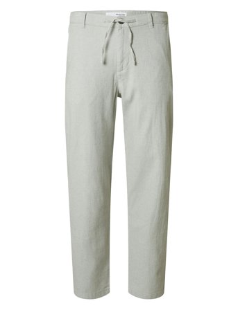 Slh172-Slimtape Brody Linen Bld Pnt Bottoms Trousers Linen Trousers Green Selected