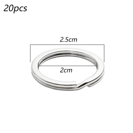 Nøgleringe i rustfrit stål - 20 stk. runde delte nøgleringe