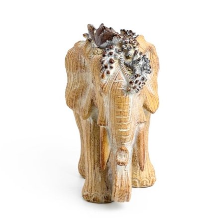Dekorativ elefant i polyresin, beige, 23x11x20 cm