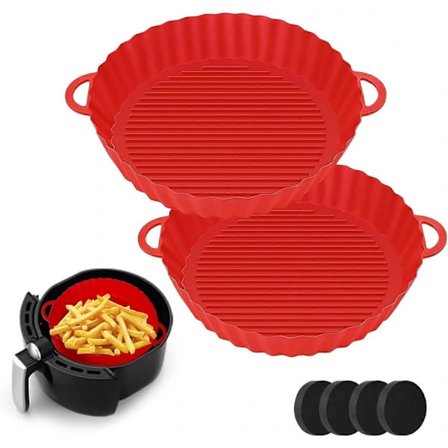 Airfryer-indlæg Silikone, 2 stk. Genanvendelige Airfryer Runde Silikonegryder, Varmebestandige & Let at Rengøre, Fødevaregodkendt Non-Stick Air Fry...